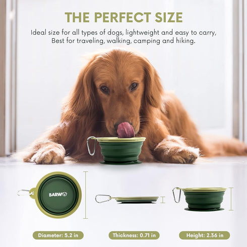 Collapsible Dog Bowl with Non Skid Suction Base -100% Pure Silicone Foldable Water Bowl, Portable Dog Bowl for Travel, Hiking & Camping 350mL 1 Pi...