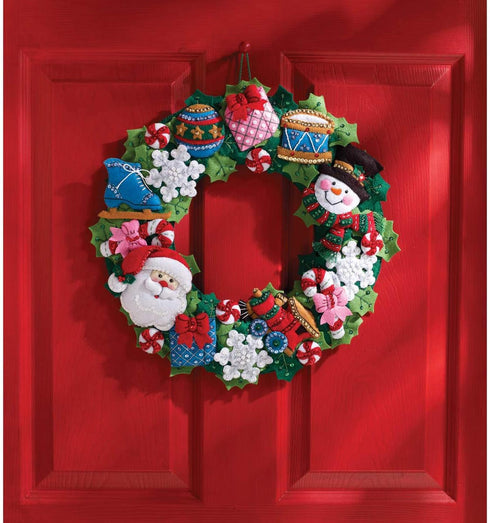 Bucilla Felt Applique Wall Hanging Wreath Kit, 15 by 15-Inch, 86363 Christmas Toys...