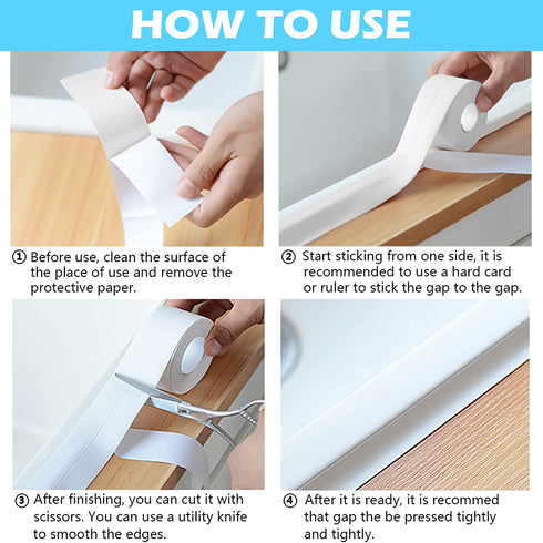 Caulk Strip, 1.5" x 10.5Ft Self Adhesive Caulk Tape, PVC Waterproof Sealing Tape for Bathroom Bathtub Kitchen Toilet Wall...