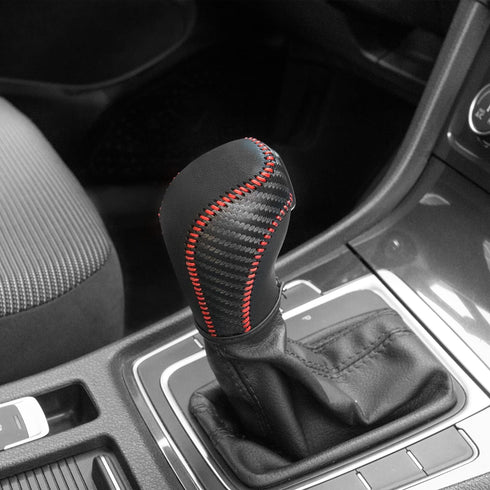 JIECHEN Auto Car Leather Gear Shift Knob Cover for Golf Jetta Passat Tiguan Atlas Beetle GLI Eos CC Golf TDI E-Golf Golf Sportwagen Jetta Hybrid G...