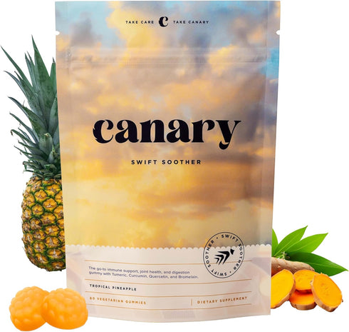 Canary Swift Soother Gummies | Bromelain, Curcumin, Quercetin, and Turmeric Supplement for Joint Health & Digestion - Vegan Tropical Pineapple Fla...