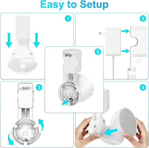 Wall Mount Holder for Echo Pop, Outlet Hanger Stand for Echo Pop, Built-in Cable Management, White...