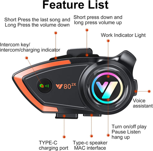 Motorcycle Bluetooth Headset Helmet Speaker Intercom Earphone Motorcycle Headphones for All Helmets CVC Intelligent Noise Reduction/Automatic Answ...