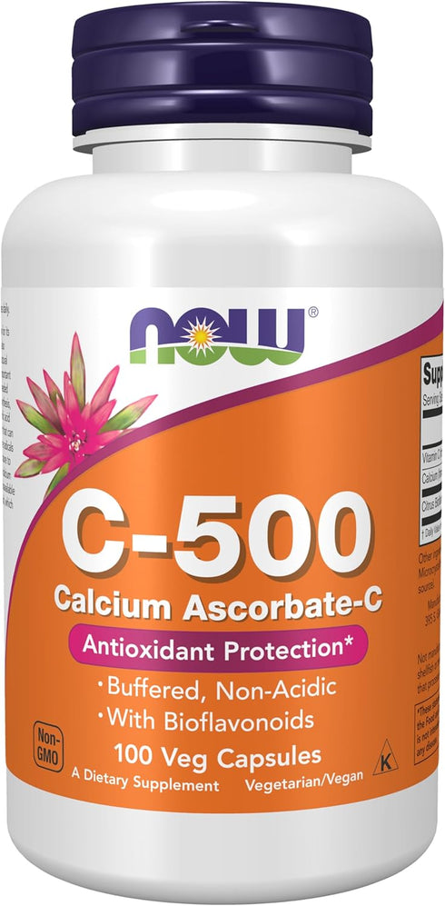 NOW Supplements, Vitamin C-500 Calcium Ascorbate, Antioxidant Protection*, 100 Veg Capsules...