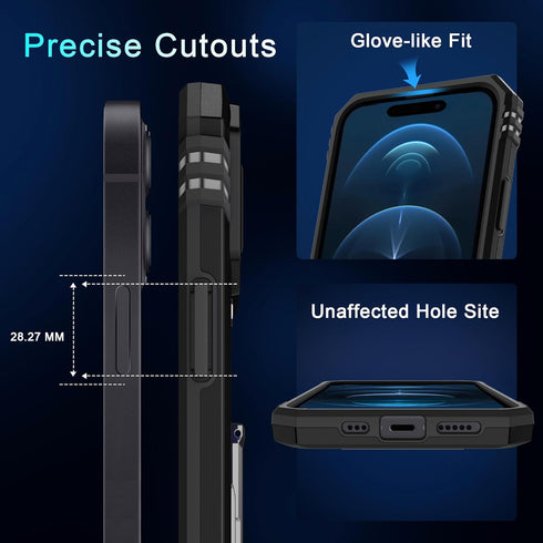 DEERLAMN for iPhone 15 Case with Slide Camera Cover + Screen Protector (2 Packs), Rotated Ring Kickstand Military Grade Shockproof Protective Cove...