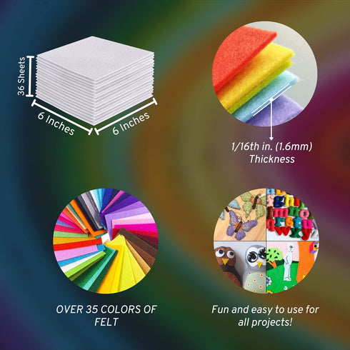 FabricLA Acrylic Felt Sheets for Crafts - Soft Precut 6" X 6" Inches (15cm X 15cm) Felt Squares - Use Felt Fabric Craft Sheets for DIY, Hobby, Cos...