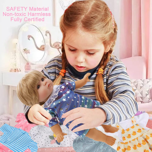 Girl Doll Clothes and Accessories Gift - 8 pcs Alive-Baby Doll Clothes Dress Outfits for 12 Inch Dolls, 6 Complete Sets Clothing of Dresses Cloak ...