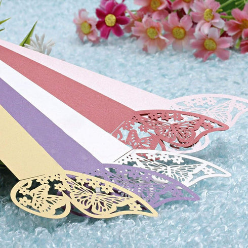 King&Pig 50pcs Laser Cut Butterfly Shape Napkin Rings for Dinners Lunch Tables Home Wedding Birthday Date Anniversray Party Decorations (Gold)...