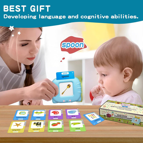 Talking Flash Cards for Toddlers, 224 Common Words, Language Therapy, Sensory Interactive Toy for Autism, Educational Learning Gift for Boys and G...