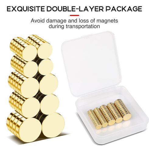 Small Magnets, 3 Different Size Golden Magnets, 50Pcs Tiny Circle Rare Earth Magnets Strong Neodymium Magnets for Whiteboard, Small Refrigerator M...