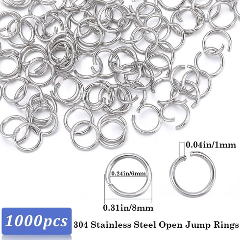1 Box 1000Pcs Round Jump Rings Silver Split Jump Rings Bulk Stainless Steel Hypoallergenic Small Single Loop Ring Connector for Jewelry Making Sup...