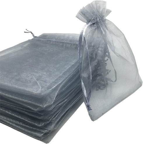 100pcs 4x5 Inches Drawstrings Organza Gift Candy Bags Wedding Favors Bags (Silver)...