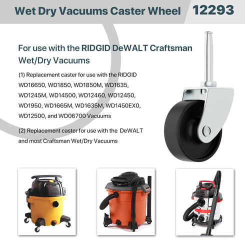 12293 Replacement Wet Dry vacuums Caster wheel Compatible with for Ridgid DeWALT Craftsman,Shop Vac Casters Replacement Parts...