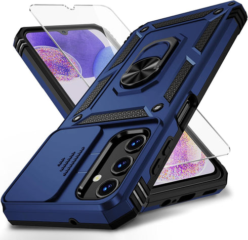 for Samsung Galaxy A13 5G Case, Galaxy A13 5G Phone Case,Slide Camera Cover HD Screen Protector Military Grade Magnetic Ring Holder Shockproof Kic...