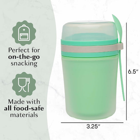Goodful Double Wall Insulated Yogurt Container, Leak Proof Food Storage, Snack Container with Reusable Plastic Spoon, Microwave Safe, Dishwasher s...