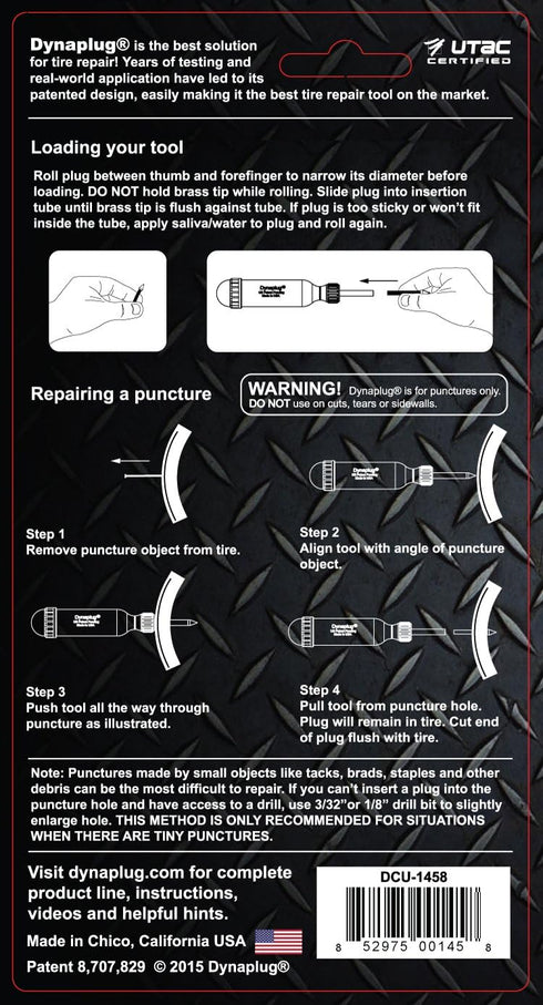 Dynaplug Quick Motorcycle Tire Puncture Repair - Carbon Ultralite...