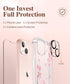 GVIEWIN Designed for iPhone 13 Case 6.1 Inch, with Tempered Glass Screen Protector + Camera Lens Protector Clear Flower Soft & Flexible Shockproof...
