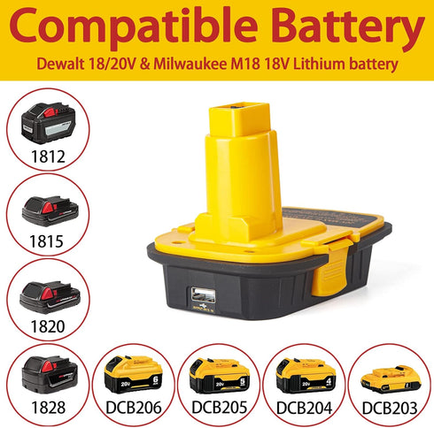 DM18D Converter for DeWalt 18v to 20v Battery Adapter,for Milwaukee M18 18v Batteries Adapter, Convert to DC9096,fit for DeWalt 18v XRP Ni-Cad Cor...