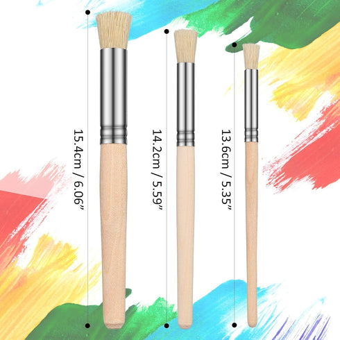 Wooden Stencil Brushes Natural Stencil Bristle Brushes Dome Art Painting Brushes Wood Paint Template Brush for Acrylic Oil Watercolor Art Painting...
