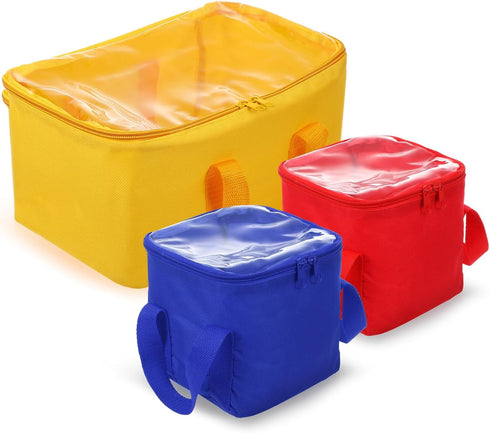 3 Packs Toy Storage Bags with Zipper and Clear PVC Window, Reusable Oxford Fabric Organizing Bags, Toy Bags for Kids Toys Building Blocks and Boar...