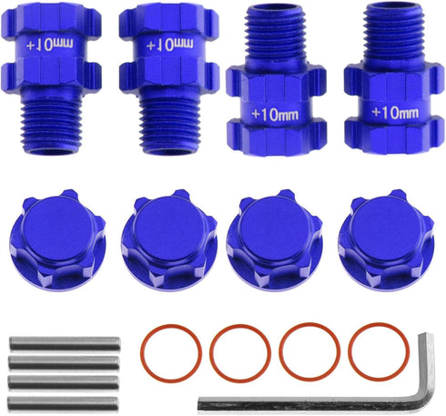 RC Wheel Hex Hubs Adapter 14mm to 17mm Widen 10mm Extended Wheel Hub Drive with Anti-dust Cap Nuts Compatible for Arrma 1/10 3S Granite Mega Sento...