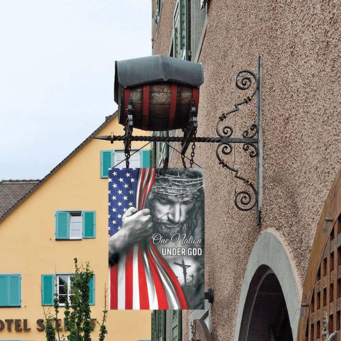 One Nation Under God Garden Flag - Christian - Jesus - USA Double Side Garden Flags House Yard Decor 12x18in...