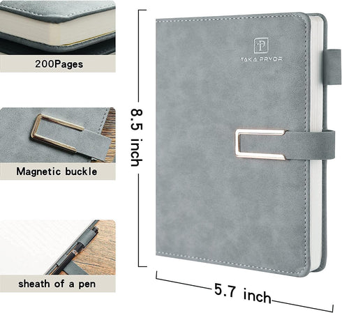 Leather Journal Notebook Lined, Hardcover Magnetic Closure, Personal Writing Notebooks, with Pen Loop?Medium 5.7 x 8.3 inches, 120 GSM Paper Gifts...