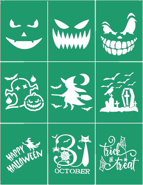 Halloween Theme Pattern Silk Screen Stencil for Painting on Wood, T-Shirt Reusable Adhesive Mesh Transfers Pumpkin Ghost Sign Stencil Door Decor C...