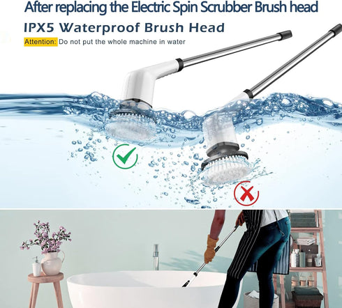 Electric Spin Scrubber Replacement Heads 8 in 1 Cleaning Brush, for Electric Spin Scrubber of ANS-8051A/8050 Power Shower Scrubber,for Household a...