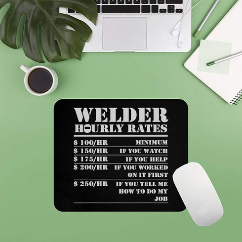 Funny Gag Sarcastic Mousepad Welder Hourly Rate Funny Welding Worker Employees Coworker Men Women Gift Office Poster Black Computer Mouse mat Mous...