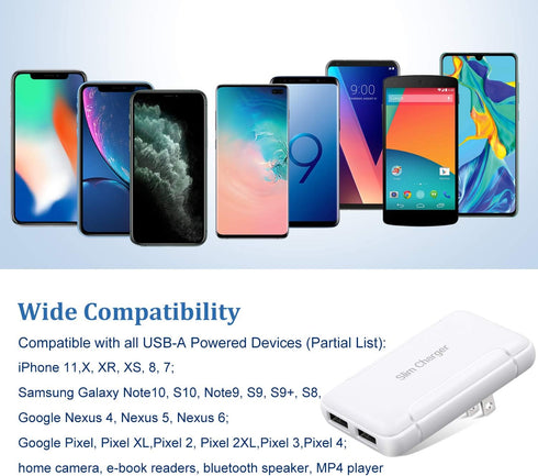 USB Charger Plug, Excgood Ultra Compact USB Wall Charger Foldable Wall Plug Compatible with Home Camera, iPhone 13 Pro Max/12/11/Xr/Xs/X, Galaxy S...