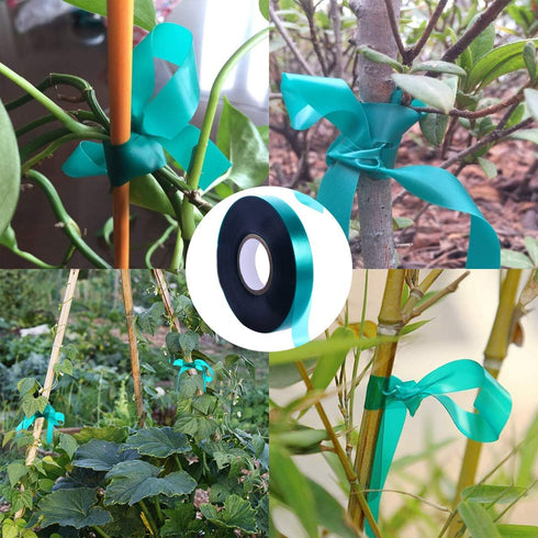 3 Rolls 150 Feet Stretch Tie Tape 0.5 Inch Garden Tie Tape Thick Plant Ribbon Garden Green Vinyl Stake for Indoor Outdoor Patio Plant Use...