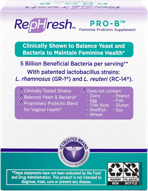 RepHresh Pro-B Probiotic Supplement for Women, 30 Oral Capsules...