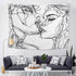 Ruibo Abstract Sketch Art Wall Hanging - Kissing Couple Tapestry, Beach Throw (W:59" H:51")...