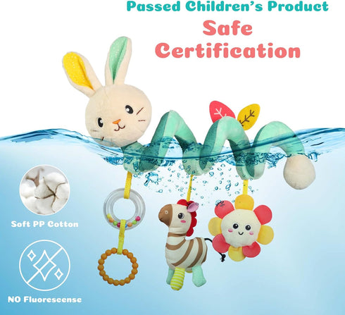Spiral Car Seat Toys - Hanging Toys - Stroller Toys for Babies - Best Gift for 0 3 6 9 12 Months Baby (White Rabbit)...