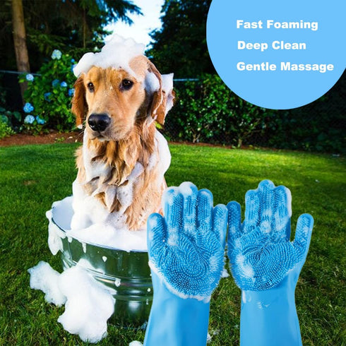 Pet Washing Gloves, Gentle Silicone Dog Bath Shampoo Shower Brush Grooming Mitts Waterproof, Massaging and Bathing Rubber Scrubber for Dogs & Cats...