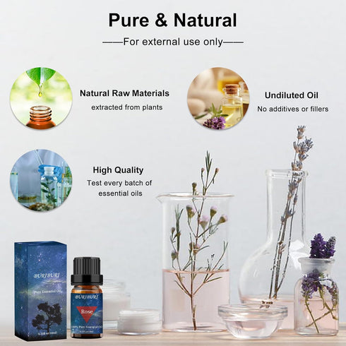 BURIBURI Rose Essential Oil for Diffuser, Massage, Soap, Candle, Perfume Making - 100% Pure, Undiluted, Natural, Organic Aromatherapy - 10ml - Rom...