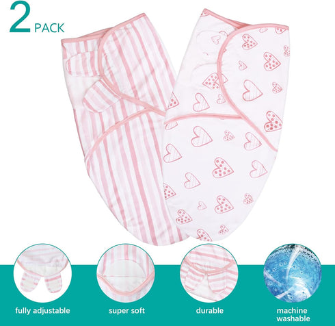 Biloban Swaddle Blankets for Baby Girl, Baby Swaddles 3-6 Months, Baby Swaddle Cotton, Newborn Swaddle, Baby Essentials, Lovely Pink Print, 2 Pack...