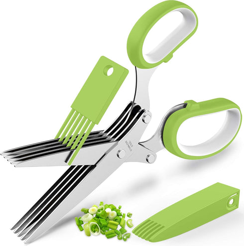 Herb Scissors Set - Updated 2025 Cool Kitchen Gadgets for Cutting Fresh Garden Herbs - Herb Cutter Shears with 5 Blades and Cover, Sharp and Anti-...