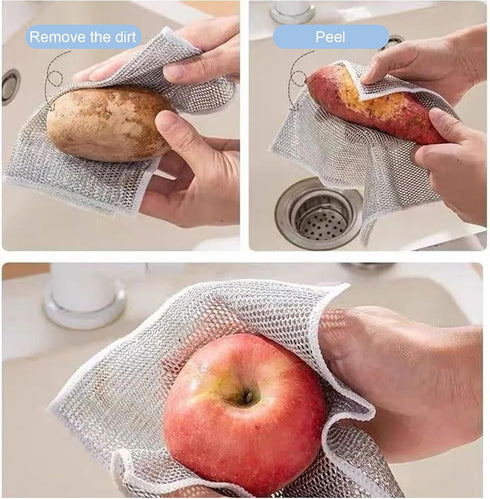 20 Pcs Upgrade Steel Wire Dishcloth for Wet and Dry,Doubles-Layer Steel Wire Cleaning Cloth,Powerful Cleaning Non-Scratch Wire Dishcloth Rag for S...