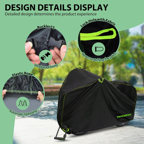 Bike Cover Waterproof Outdoor Storage for 1 Bike up to 29", Bicycle Cover with Storage Bag, Rain/Snow/UV/Dust/Wind Proof for Mountain/Road/City/El...