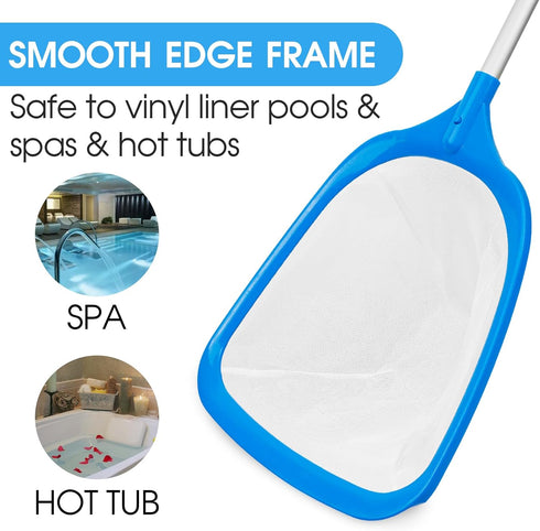 Hot Tub Skimmer Spa Net with 12'' Aluminum Pole Ultra Fine Mesh Net Leaf Skimmer for Small above Ground Pools Pick Up Fine Debris Lightweight Net...