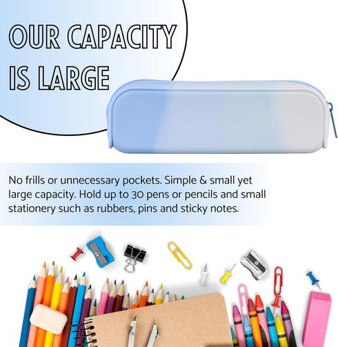 Pencil Holder Case, Gradient Color Silicone Waterproof Pencil Pouch, Portable Silicone Pencil Bag Aesthetic Zipper Pencil Pouch for School Supplie...