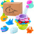 INNOCHEER Baby Bath Toys for Water Table, Toddler Water Toys with Mold Free Bath Toys Stacking Cups, Quick Dry Organizer Net, 13 Pcs Water Table T...