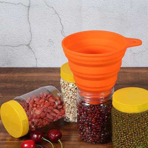 KongNai 4 Sizes Kitchen Funnel Set, Food Grade Silicone Collapsible Funnel, Funnels for Kitchen Use Filling Bottles, Canning, Cooking, and Water P...