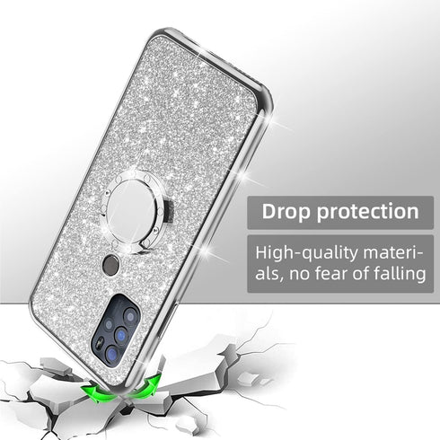 nancheng for BLU G91 Pro Case Girls Women Cute Slim Glitter Silicone Sparkly Luxury Cover with Ring Stand & Strap Shockproof Drop Full-Body Protec...