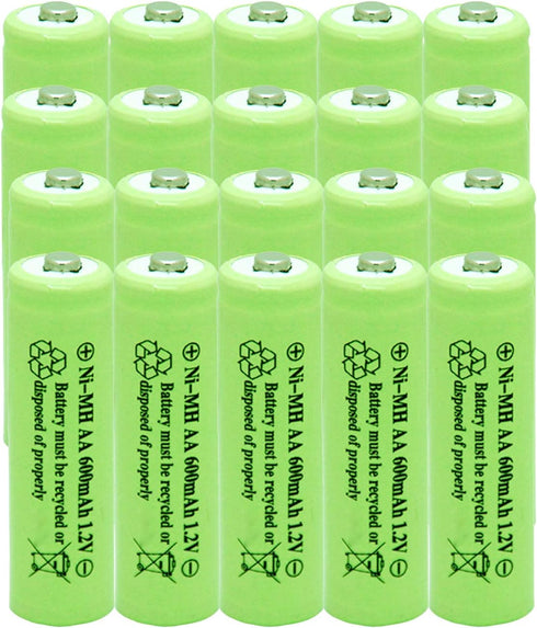 Solar Light AA Ni-mh 600mAh 1.2V Rechargable Batteries AA Rechargeable Batteries for for Solar Lights (20 Pack)...