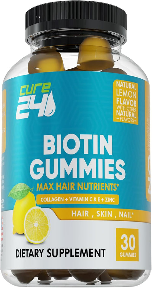 Biotin Gummies with Vitamin C, E, Collagen, and Zinc, biotin gummies for hair growth, Nail, Skin, Support, Made in USA...