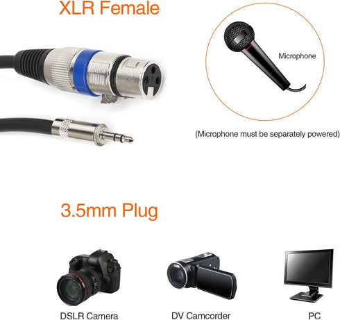 Disino XLR to 3.5mm (1/8 inch) Stereo Microphone Cable for Camcorders, DSLR Cameras, Computer Recording Device and More - 5ft...