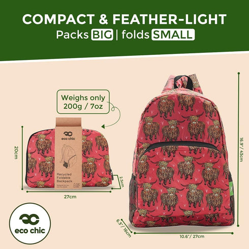 ECO CHIC Hiking Lightweight Packable Backpack - Foldable Daypack for Travel & Hiking & Outdoor Adventures - Waterproof Backpack from Recycled Mate...